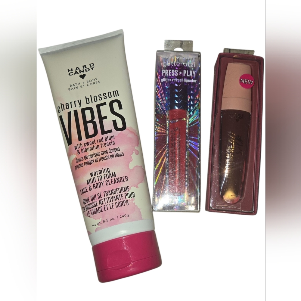 NWT Beauty Bundle-face masks/Cream Lip Color/Glitter Reveal Lipcolor HARD💜CANDY